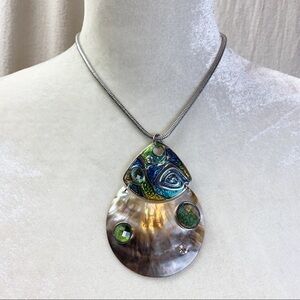 Mother Of Pearl Shell and enamel Modern Necklace